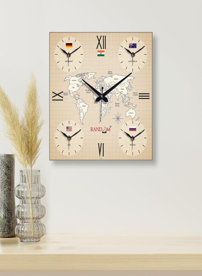 راندم ساعة حائط عالمية بحركة صامتة عشوائية مع مناطق زمنية مختلفة للمنزل/غرفة المعيشة/غرفة النوم/المكتب/المتاجر/قاعة الطعام، ساعة أنيقة - متعددة - 9351 - Image 3